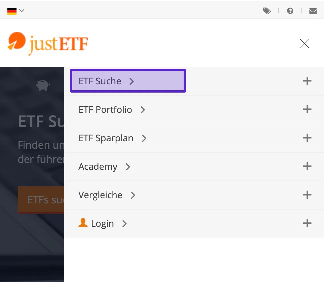 ETF-Suche auswählen